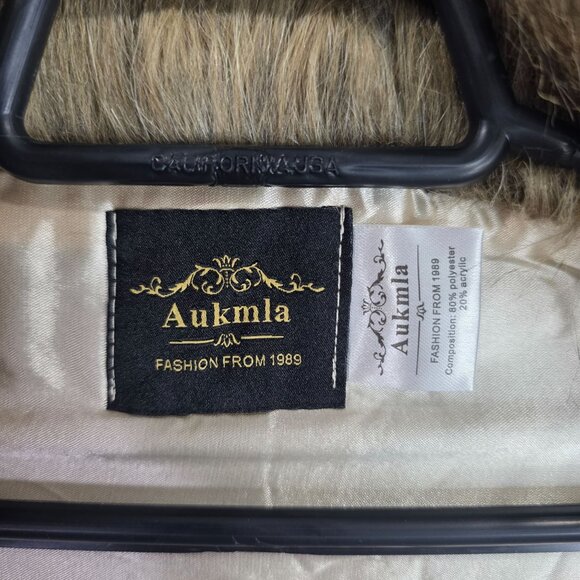 Womens Aukmla Brown & Black Faux Fur Wrap Stole Polyester Acrylic Blend One Size - Picture 2 of 7